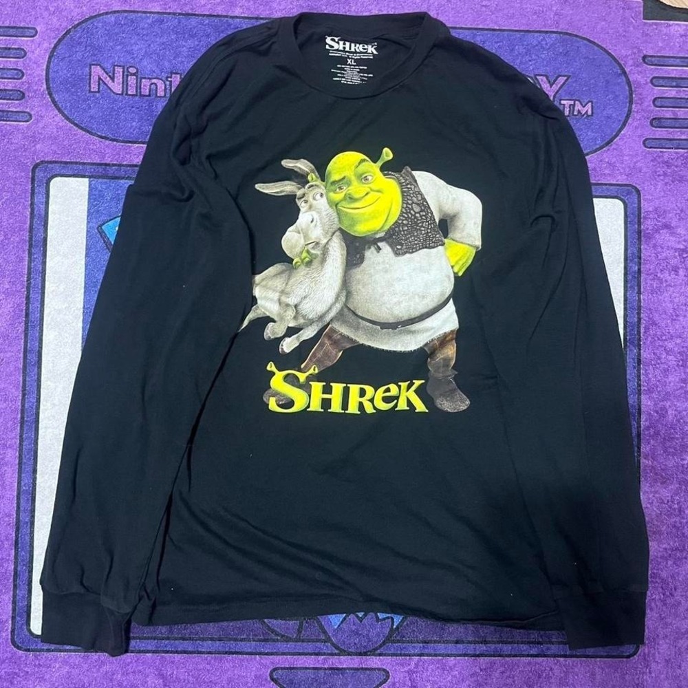 Funny Shrek black winter long sleeve shirt Size XL